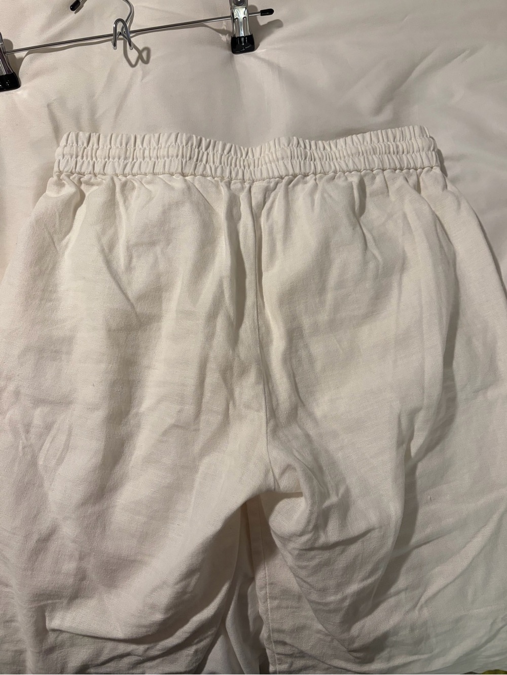 Cream Drawstring Linen-Blend Pants - Picture 3 of 3